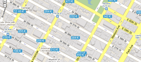 Interaktívna mapa hotelov v New Yorku