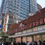 Katz's delicatessen stands in new york city.